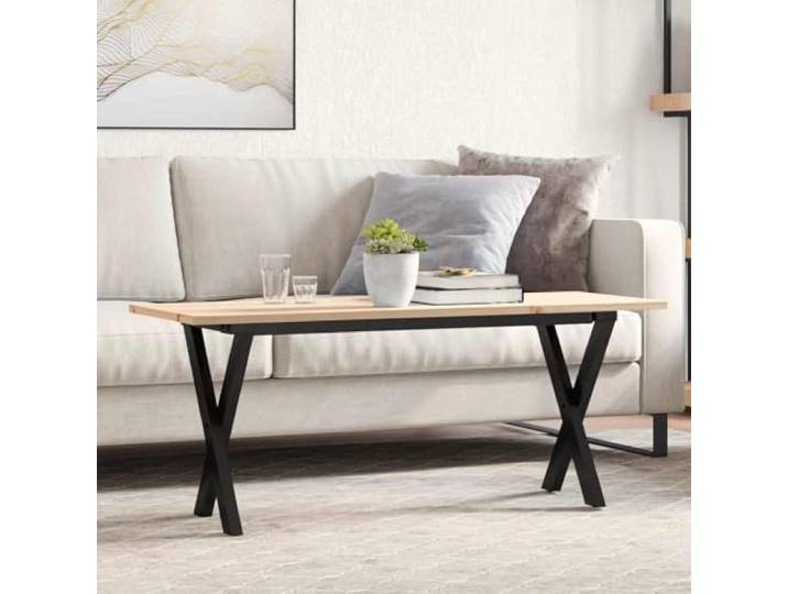 HEFZGDB Couchtisch X-Gestell 110x40x45 cm Massivholz Kiefer & Stahl mit robuster Tischplatte für Wohnzimmer Dekoration und langlebiges Design