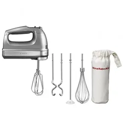 KITCHENAID Handmixer 5KHM9212ECU, Edelstahl/ Kunststoff, 85 W, 9 Geschwindigkeiten, 2 x Knethaken, 2 x Turborührbesen, Schneebesen, Mixerstab, silber