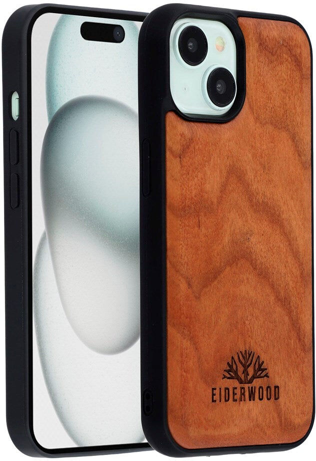 iPhone 15 - EIDERWOOD Magnetisk Træcover - MagSafe Kompatibel - Kirsebærtræ