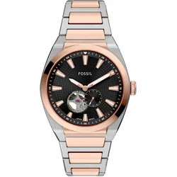 Automatikuhr FOSSIL "EVERETT", roségoldfarben, edelstahlfarben, Armbanduhren, Herren, Automatikuhr, Armbanduhr, Herrenuhr, Mechanische Uhr, Edelstahlarmband, analog