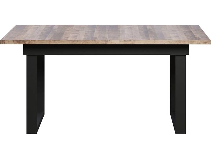 Esstisch HOME AFFAIRE Valencia , schwarz (eiche tabak, schwarz, eiche tabak), H:76cm T:90cm, Tische, Esstisch, Synchroauszug; Metallkufen, ausziehbar auf 200 cm