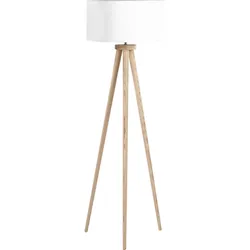 Beliani, Stehlampe, Stehlampe Stehlampe aus Holz, weiss NITRA (E27)