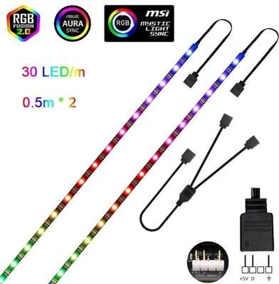 Uplifted Finds Addressable Rainbow WS2812B LED Strip Light 5V waterproof 30 0.5m X2