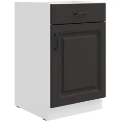 Unterschrank 50 cm Stilo Grau Küchenzeile Vollauszug Soft-Close Küche Landhaus