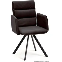 ARMLEHNSTUHL (2er-Set) Debby 52x92x60 Schwarz/Espresso