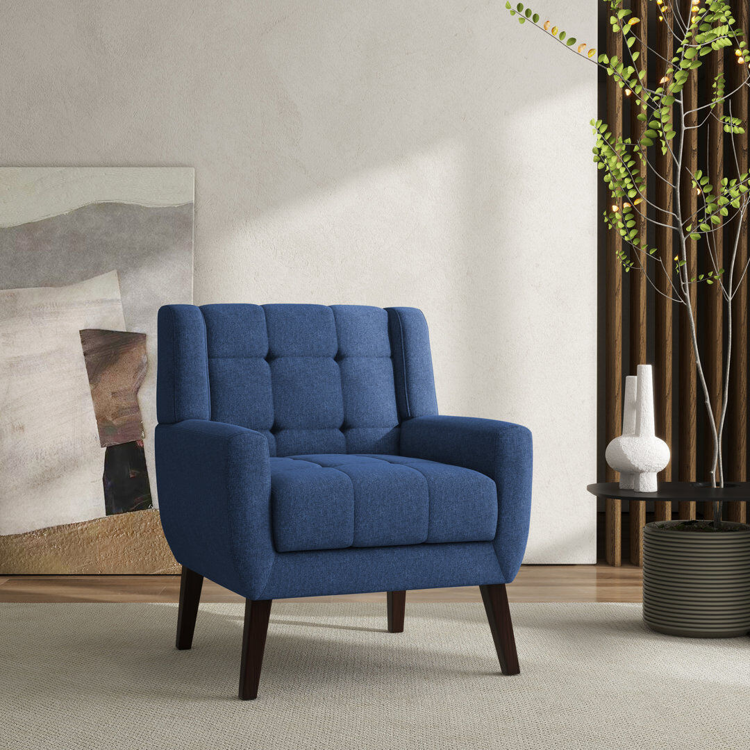 Pia Ricco Jaqueze 73.7Cm Wide Tufted Armchair Jaqueze Blue Polyester 89.66cm H X 71.63cm W X 74.68cm D
