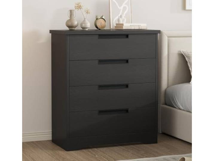 Hapihom 4-Schubladen-Kommode Aus Holz – Mit Eingelassenen Griffen ideal als Hochzeitskommode