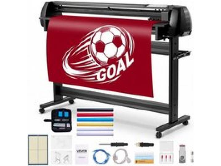 VEVOR Plotter de Découpe Largeur d'Alimentation Max. 1350 mm, Traceur de Coupe Vinyle Double Lame, Force et Vitesse Réglables, avec Feuilles d'Autocollants, Film de Transfert et Logiciel Signmaster