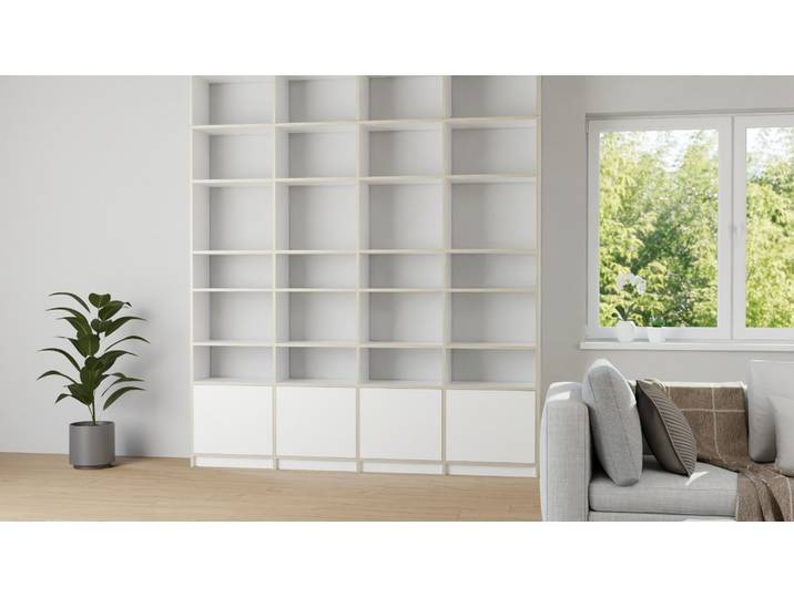 Bibliothèque sur mesure Contre­plaqué Contre­plaqué de bouleau blanc mat