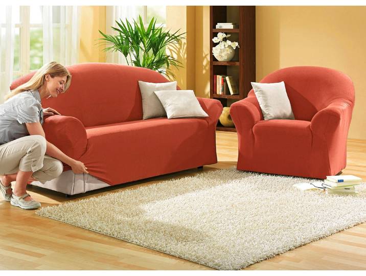 Schützende Stretchbezüge für Sessel und Sofa, Terra, Größe 101 (Sessel-Bezug)