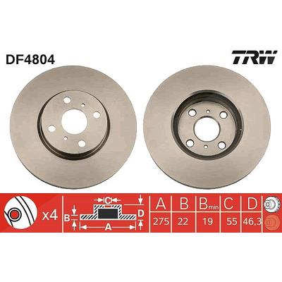 Trw Bremsscheibe Vorderachse Belüftet [Hersteller-Nr. DF4804] für Toyota