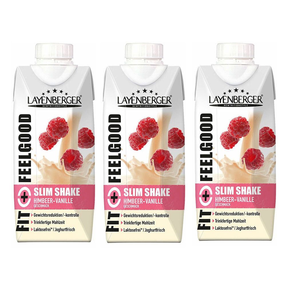 3x Layenberger Fit+Feelgood Slim Shake Himbeer-Vanil. 3x330 ml Set