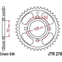 JT, Motorrad Zubehör, Hinterradritzel 278 38 HONDA CB 250 '73-77', CJ 250 '76-79', CB 360/400 '75-79' (27838JT) (Kanal