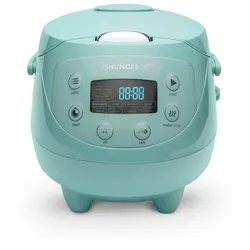 Reishunger Digitaler Mini Reiskocher und Dampfgarer, Mint - Timer - kleiner Multikocher, 8 Programme, 7-Phasen-Kochtechnologie, 1-3 Personen
