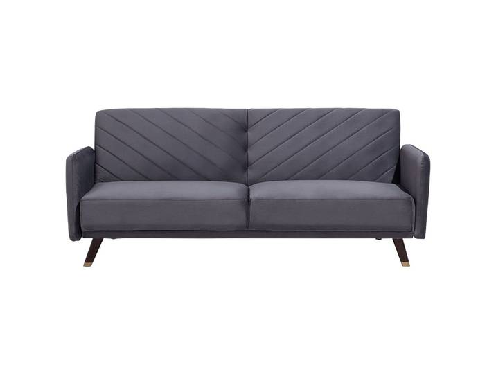 3-SITZER-SCHLAFSOFA Samtstoff Grau Senja