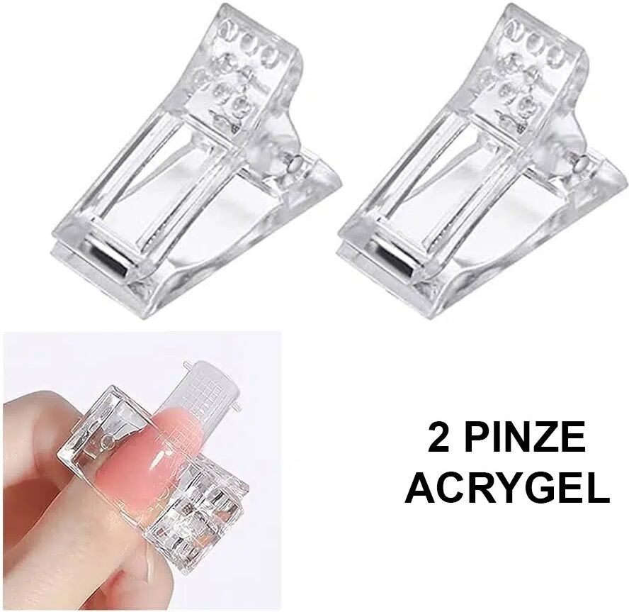 Tuttoperlestetica 2 Pinze per Acrygel Morsetto Trasparente per Tips e Dual Form