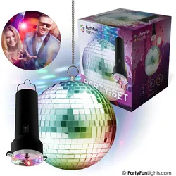 PartyFun Lights Discokugel (20 cm), Spiegelkugel, Mehrfarbig