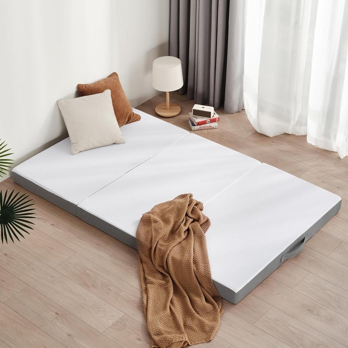 Merkloos Vouwmatras Gastenmatras - Opvouwbaar Slaapbed met Wasbare Antislip Hoes - B/D/H: 195 x 75 x 10 cm