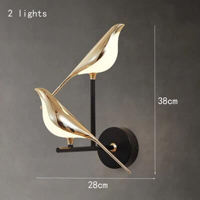 Uplift Picks Nordic Golden Bird Wall Light LED Decorative Sconce 2 Pcs nature White(3500 5500k)