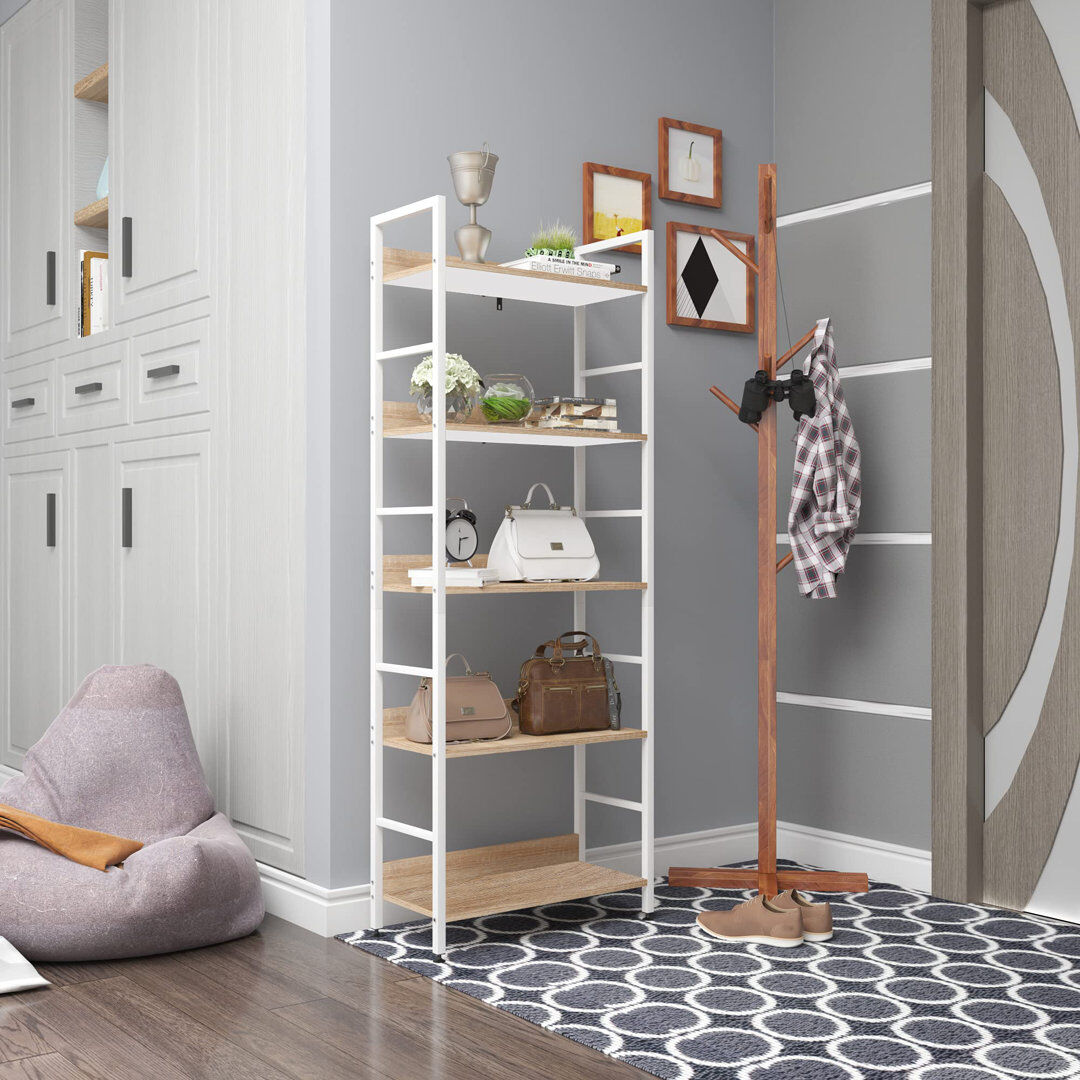 Ebern Designs Derks 60 cm W Adjustable Height Shelving Unit White/Light Oak