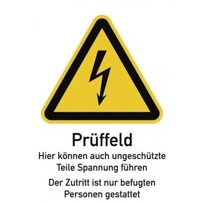 Prüffeld Hier können auch ungeschützte..., Kombischild, Folie, 131x185 mm
