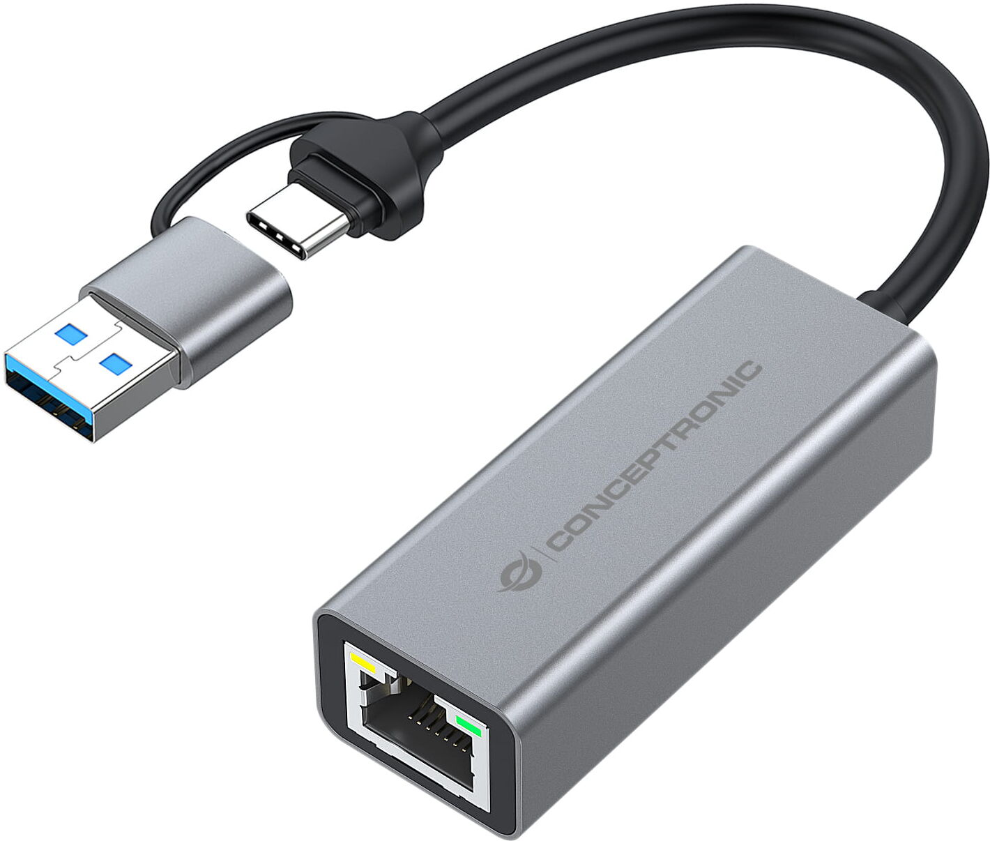 Conceptronic USB auf Gigabit-Netzwerkadapter, 2-in-1 USB-C/USB-A...