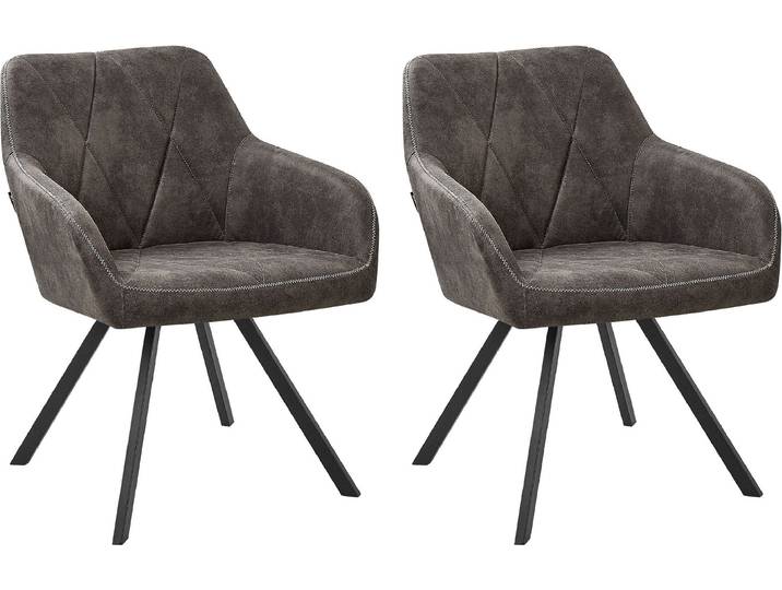 BELIANI Esszimmerstuhl 2er Set Grau Polsterbezug Modern/Retro