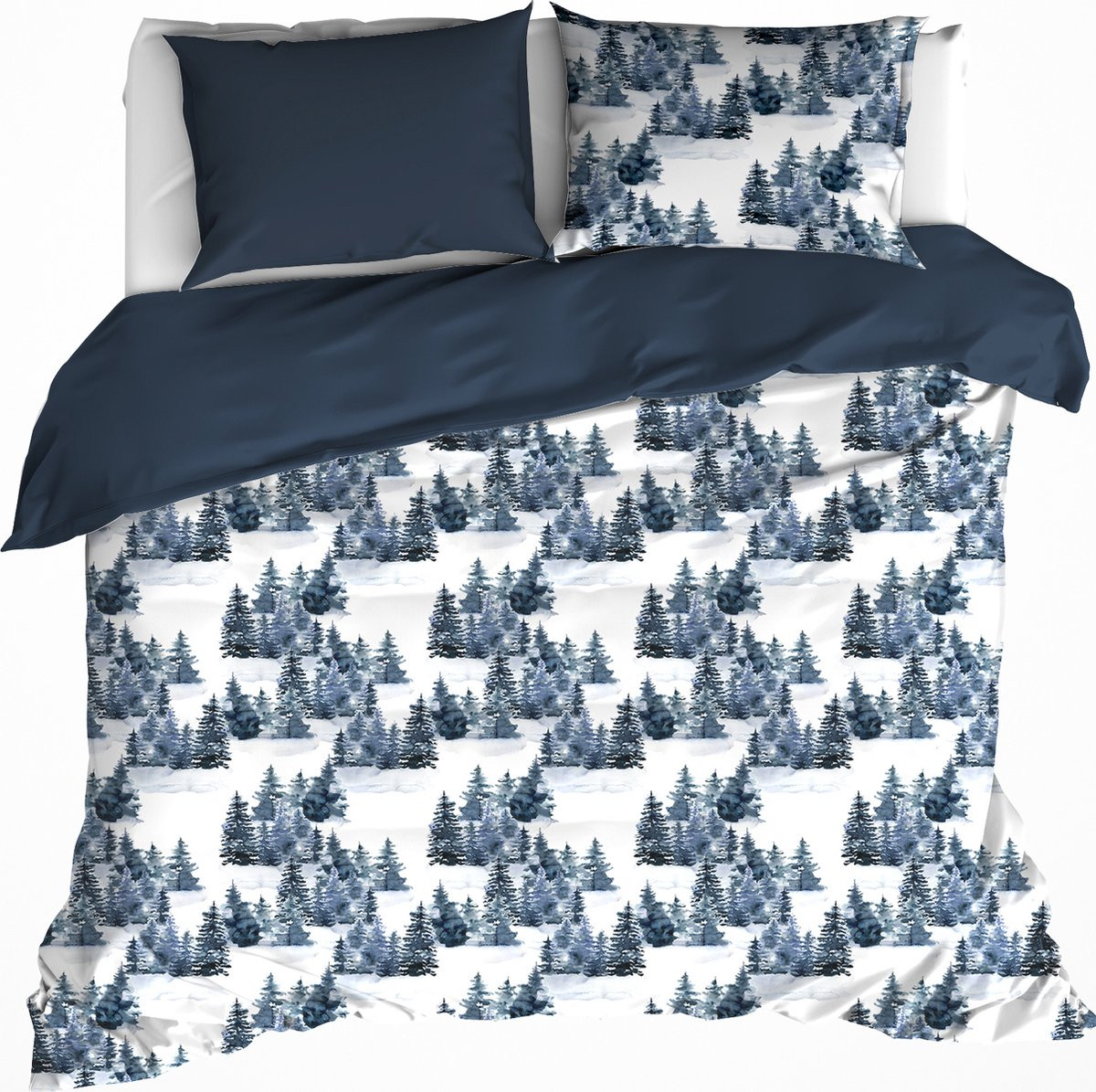 De Witte Lietaer Dekbedovertrek North Eclipse Blue - Lits Jumeaux - 240 x 220 cm - Katoen Flanel