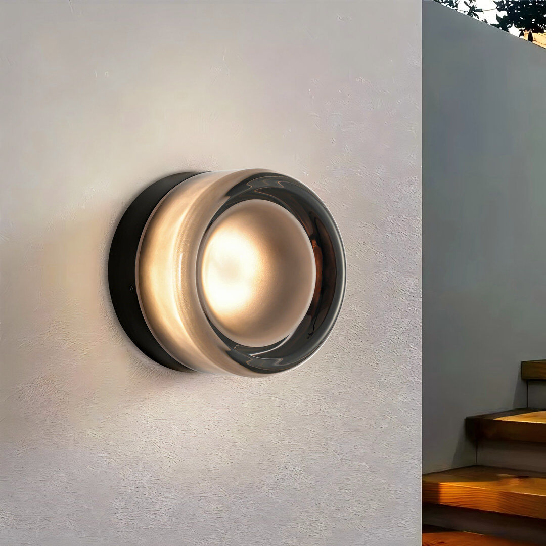 Blue Elephant LED Flush Mounted Sconce Clear / Transparent Glass;Matte Black 13cm H X 13cm W X 9cm D