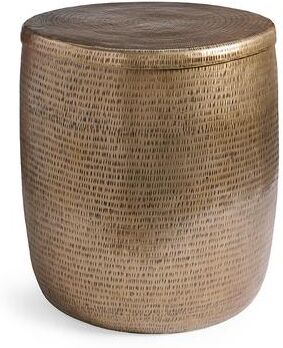 Bronx Storage Outdoor Outdoor Side Table - Antique Brass - Grandin Road