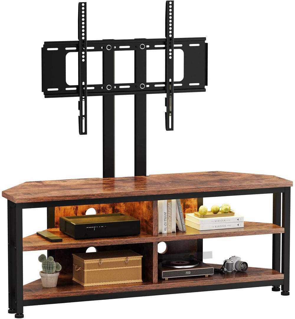 Borough Wharf TV Stand Cabinet with LED Lighting and TV Mount Dark Brown Wood L120 x W36 x H114.5cm