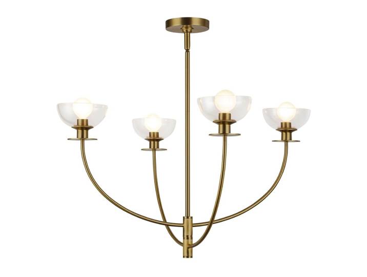 Lustre 4 Lumières Acier, Verre Transparent