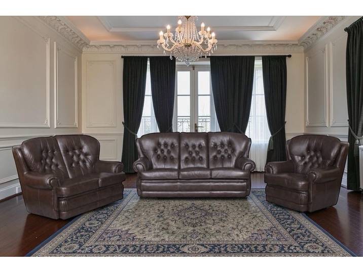 SOFORT LIEFERBAR XL Chesterfield Sting Deluxe Sofagarnitur 3/2/1 Sonderpreis Braun