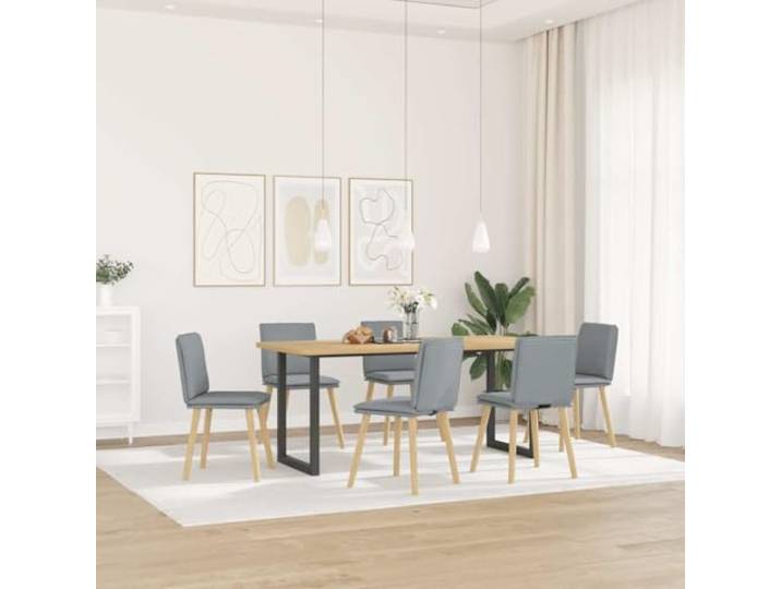HMDNGOUT Esszimmerstühle 6 STK. Hellgrau Stoff Stoff atmungsaktiv, Gestell Metall Holz, dicker Schaumstoff, Esszimmer Wohnzimmer Gästezimmer