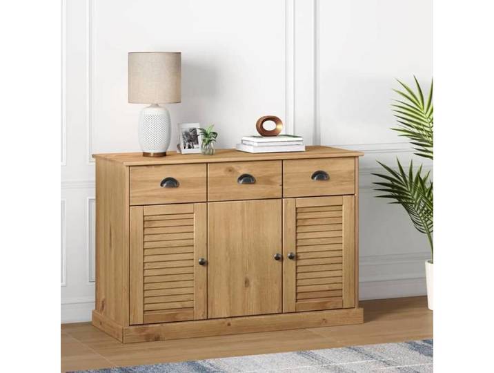 {Brun}Buffet avec tiroirs VIGO - Moderne-design - bois de pin massif - avec poignées - 113x40x75 cm 12dsl28l
