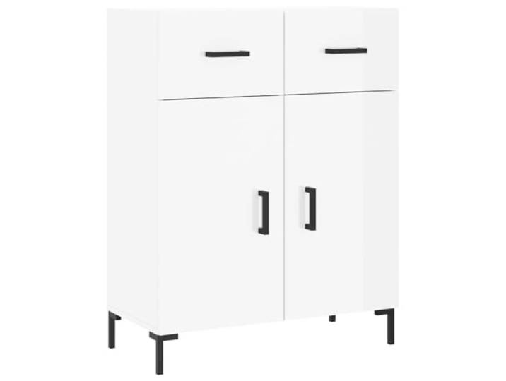 Roanoer Sideboard Hochglanz-Weiß Kommode 69,5x34x90 cm Holzwerkstoff Modernes Anrichte-Möbel mit Metallfüßen für Wohnzimmer und Schlafzimmer. Bietet geschützten Stauraum hinter Türen.