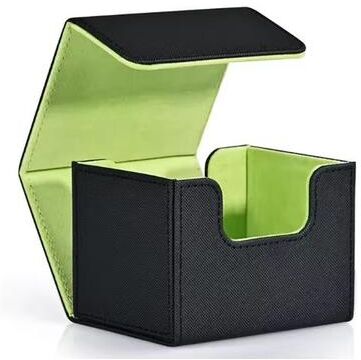Inspired Finds MagnaGuard PU Leather Trading Card Deck Box Fits 100 Sleeved Cards black Green
