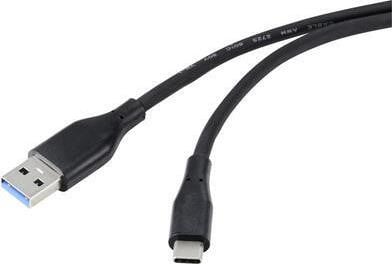 Renkforce USB-kabel USB 3.2 Gen1 met USB-A en USB-C stekker, 2,00 meter, zwart
