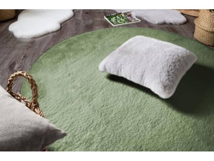 -LUXOR- living Teppich Coste, Schlafzimmerteppich, 80 cm rund dunkelgrün