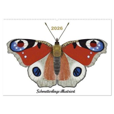 Schmetterlinge illustriert (Wandkalender 2026 DIN A2 quer), CALVENDO Monatskalender