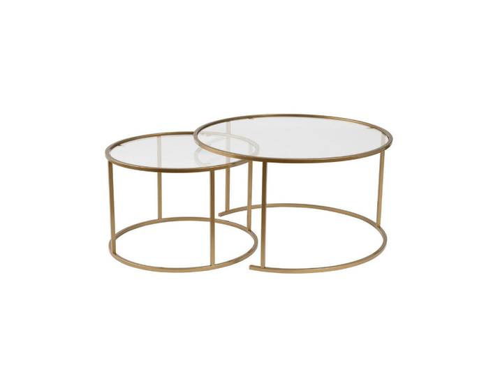 Calicosy Couchtische mit Glasplatte 80/80/43 cm, Goldfarben, Metall, 80x43x80 cm, Wohnzimmer, Wohnzimmertische, Couchtische