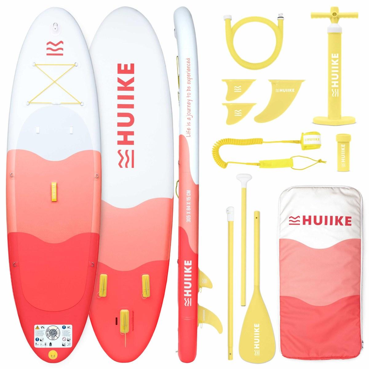 Aufblasbares SUP-Board - Stand-Up-Paddle-Board - 10 Fuß - Belastbarkeit bis 130 kg - Rot, inklusive Rucksack und Pumpe