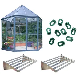 Palram - Canopia Aluminium Gewächshaus Oasis Set | inkl. Zubehör | Grau | Ø 248 cm - Anthrazit
