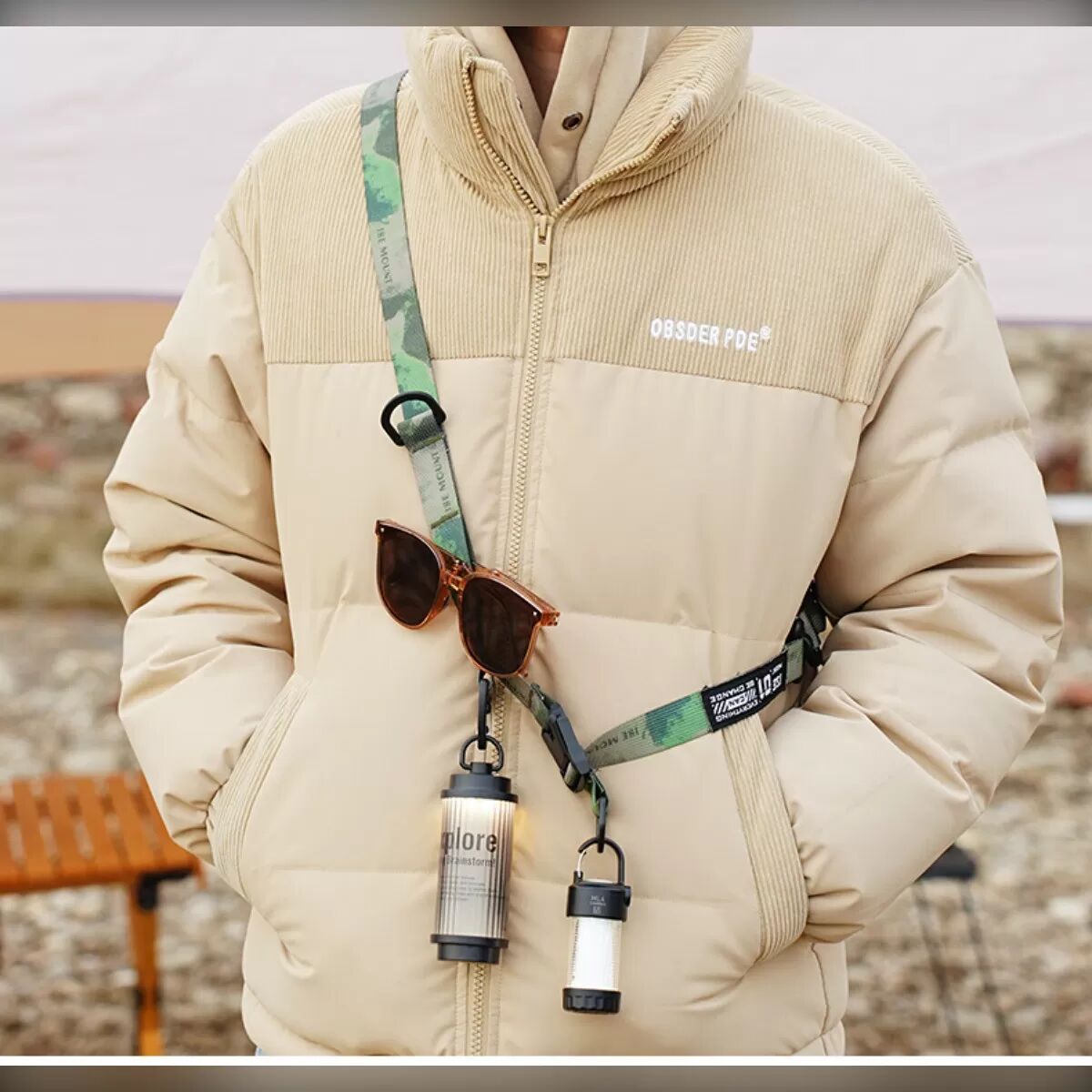 INF Bandoulière réglable à anneaux multiples - Compatible MOLLE, mousquetons pivotants, sangle antidérapante Blanc + Gris