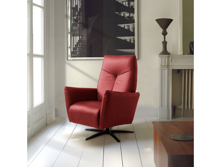 Relaxsessel Rot Echtleder Domna Elektrisch verstellbar: 2 Motoren mit Kabel 76 x 107 x 88cm