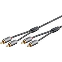 Plus Stereo-Cinchkabel schwarz/silber, 3 Meter