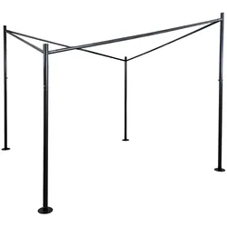 Proregal BERLINLODGE Pergola Gestell | HxBxT 292x411x411cm | Garten Pavillon Terrassenüberdachung Gestänge | stabiles 6cm Stahl-Gestell | Schwarz