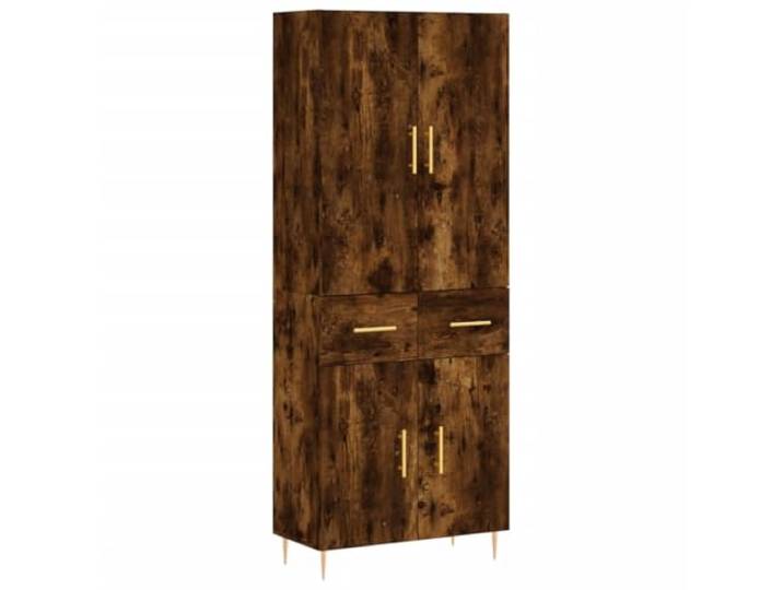 KKgypkn Highboard Räuchereiche 69,5x34x180 cm Holzwerkstoff Metallfüße, Stabile Konstruktion, Viel Stauraum, Für Wohnzimmer