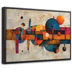 LEINWAND Bilder mit Rahmen - Vintage - Moderne Kunst - Orange - Geometrische Formen - 30x20