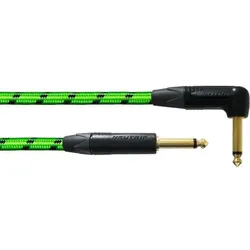 Cordial BLACKLIGHT EDITON 3 PR-G, 3,0m, Klinke/Winkel 6,3, NEUTRIK Klinke/Winkel mono schwarz gold
